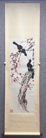 A Chinese Vertical Scroll Ink Painting of Flower and Bird on Paper
