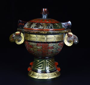 A Exquisite Hotan Jade Double Sheep-Head Vase