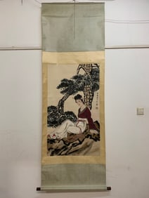 A Chinese Vertical Scroll Ink Painting of Figure on Paper