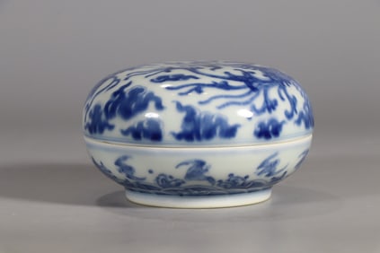 A Rare Blue and White Dragon and Phoenix Pattern Box