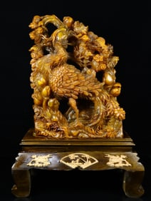 An Exquisite Tianhuang Stone Flower and Bird Pattern Ornament