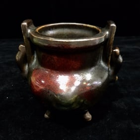 An Exquisite Jun yao Double-Ears and Tripod Censer