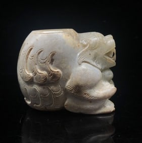 An Exquisite White Jade Bear Ornament