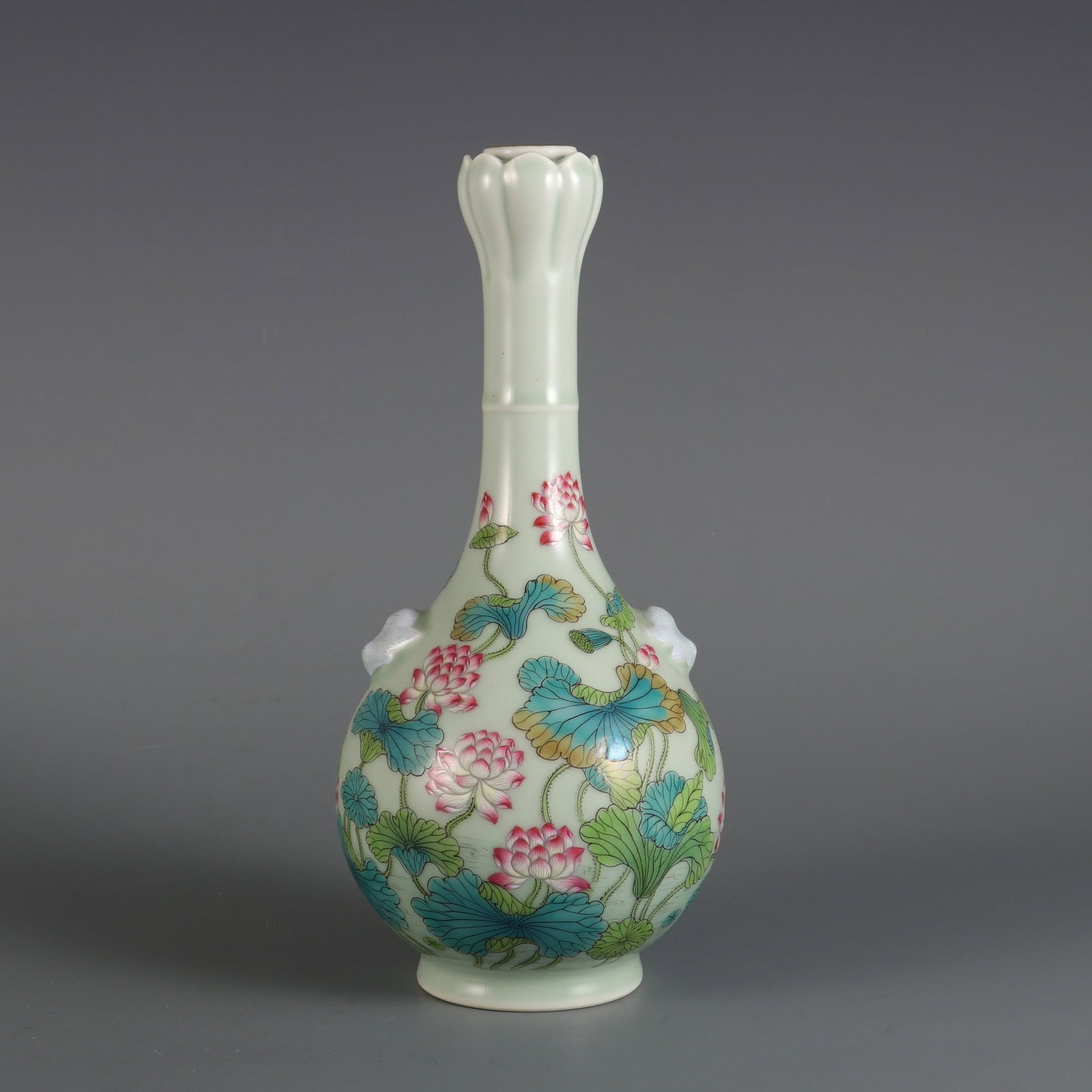 An Exquisite Famille-Rose Flower Pattern Double-Ears Vase (1 of 8)