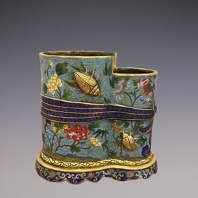 An Exquisite Cloisonne Lotus Pattern Brush Pot