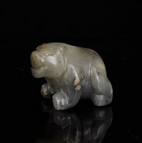 An Exquisite White Jade Bear Ornament