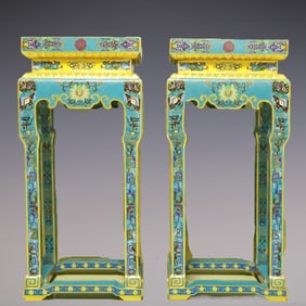 A Pair of Exquisite Cloisonne Lotus Pattern Chair