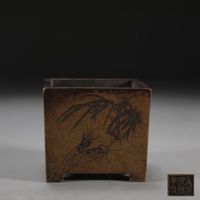 An Exquisite Bronze Insect Pattern Squirrel Pattern with poem Censer