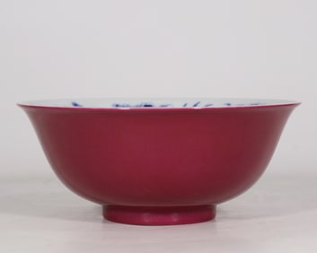 An Exquisite Blue and White Ruby Red-Glazed Dragon Pattern Bowl
