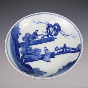 An Exquisite Blue and White Character and Story Pattern Plate