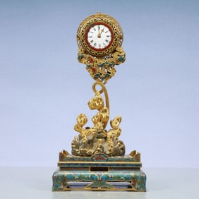 A Exquisite Cloisonne Lotus Pattern Timepieces Ornament