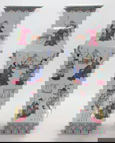 An Exquisite Famille-Rose Character and Story Pattern Double-Ears Vase