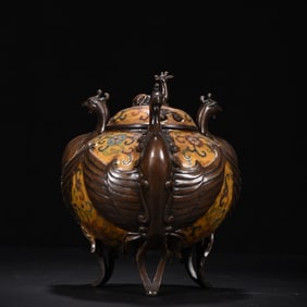An Exquisite Cloisonne Lotus Pattern Tripod Censer