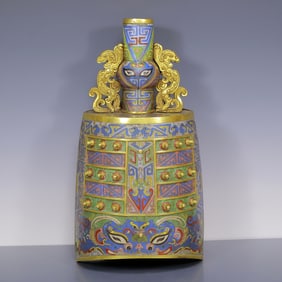 An Exquisite Gilt Bronze Cloisonne Beast-Face Pattern Chime