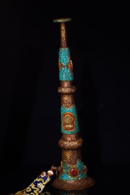 An Exquisite Bronze Inlaid Gems Ornament