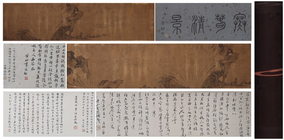 A Chinese Hand Scroll Ink Painting of Bamboo on Paper