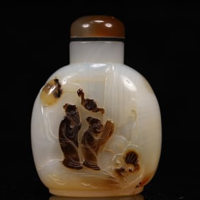 An Exquisite Agate Character and Story Pattern Snuff Bottle