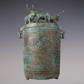 An Exquisite Bronze With Inscription Buffalo Pattern Jar