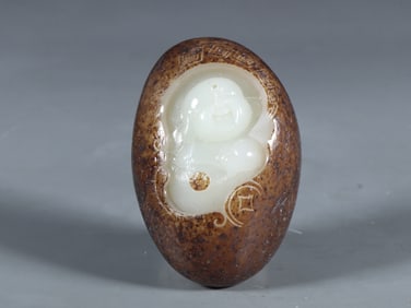 An Exquisite White Jade Statue of Maitreya Buddha Pattern Hand Piece