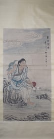 A Chinese Vertical Scroll Ink Painting of Figure on Paper