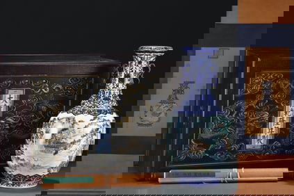 An Exquisite Famille-Rose Blue and White Painted Gold Lotus Pattern Landscape Pattern