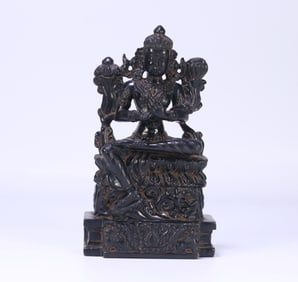 An Exquisite Black Stone Statue of Tara