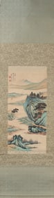 A Chinese Vertical Scroll Ink Painting of Landscape on Paper