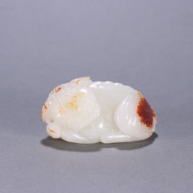 An Exquisite White Jade Auspicious Beast Ornament