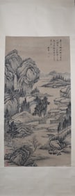 A Chinese Vertical Scroll Ink Painting of Landscape on Paper