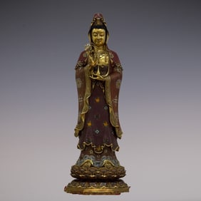An Exquisite Cloisonne Statue of Avalokitesvara