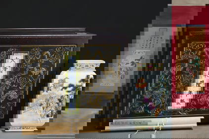 An Exquisite Famille-Rose Painted Gold Lotus Pattern Character and Story Pattern with poem Vase