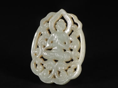 An Exquisite White Jade Buddha Statue Pattern Brand