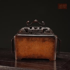 An Exquisite Bronze Inlaid Silver Lotus Pattern Double-Ears Censer