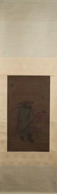 A Chinese Vertical Scroll Ink Painting of Figure on Silk