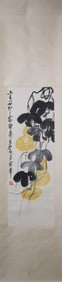 A Chinese Vertical Scroll Ink Painting of Gourd on Paper