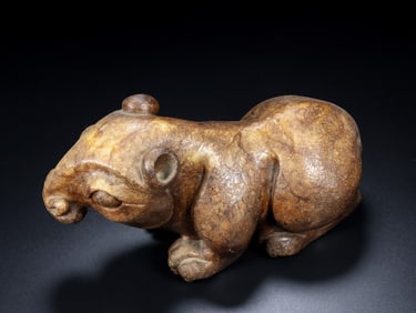 An Exquisite White Jade Bear Ornament