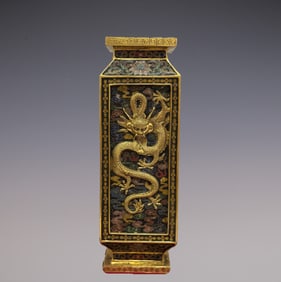 An Exquisite Cloisonne Lotus Pattern Dragon Pattern Vase