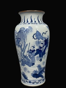 A Exquisite Blue and White Figures Pattern Vase