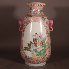 A Rare Famille-Rose Character and Story Pattern Vase
