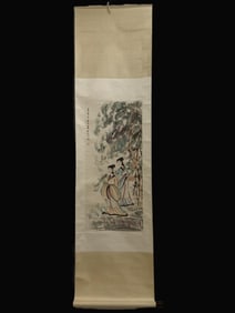 A Chinese Vertical Scroll Ink Painting of Figure on Paper