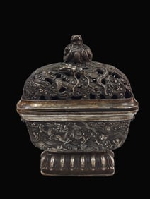 A Exquisite Gilt Silver Bronze Dragon Pattern Censer