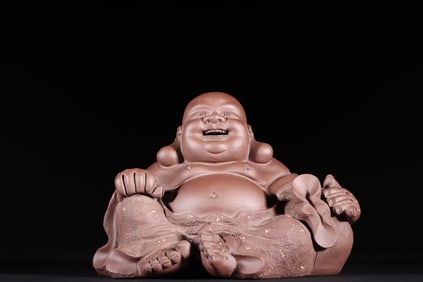 A Exquisite Purple Sands Statue of Maitreya Buddha Ornament
