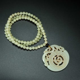 A Exquisite Hotan Jade Dragon and Phoenix Pattern Jade Plaque