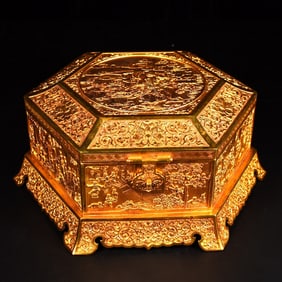A Exquisite Gilt Bronze Tea Box