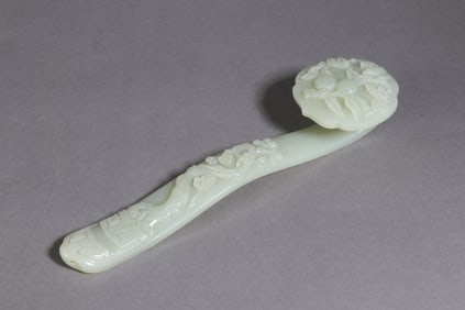 A Exquisite Hotan White Jade Peach Pattern Ruyi
