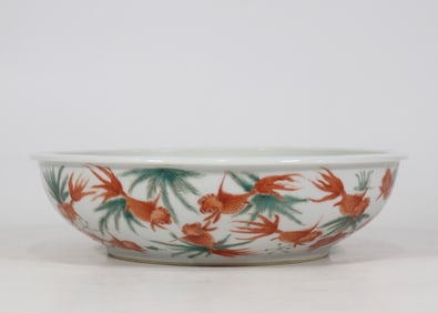 A Exquisite Iron-Red Fish and Lotus Pattern Brush Washer