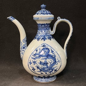 A Exquisite Blue and White Dragon Pattern Ewer