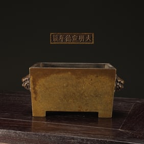 A Exquisite Coppery Lion-Head Censer