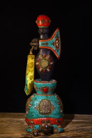 A Exquisite Meteorite Carved Inlaid Dzi bead Gems Tortoise Ornament