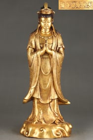 A Exquisite Gilt Bronze Avalokitesvara Ornament